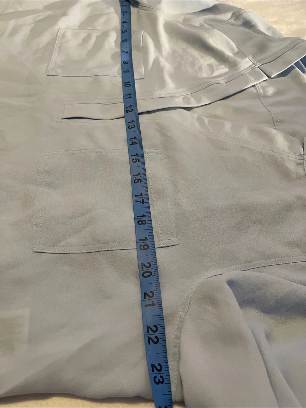 Nine West Light Blue Long-Sleeve Button-Front Pocket Tunic